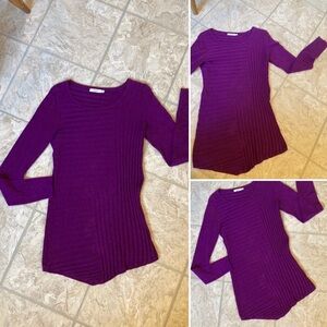 Purple asymmetrical long sleeve dress